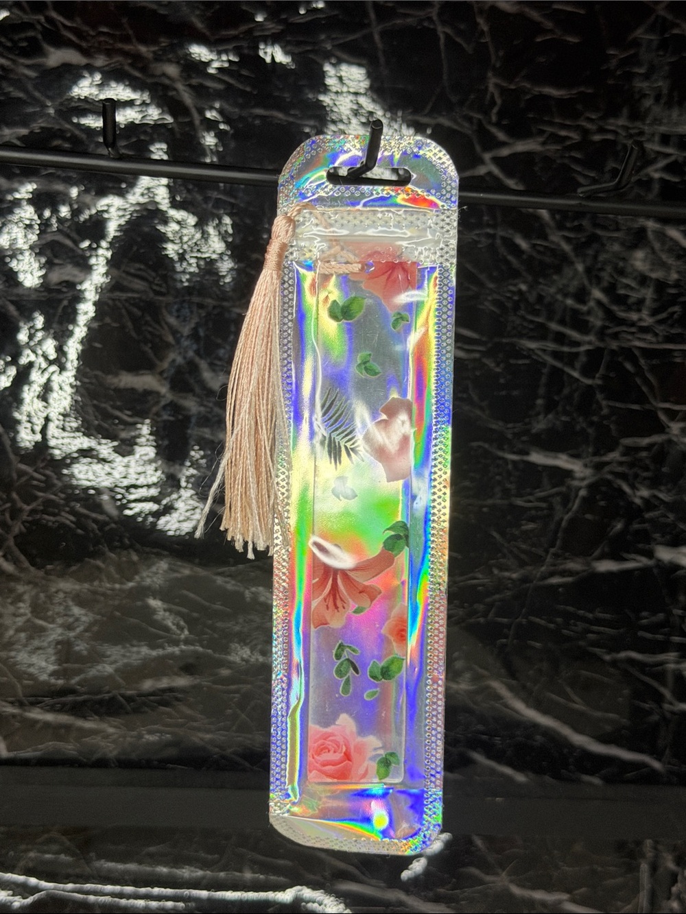 Pink Floral Bookmark with Pink Tassel